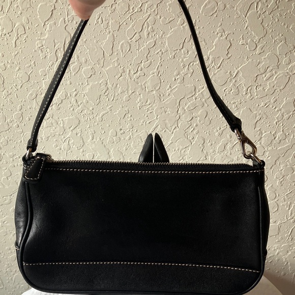 Coach: Black Hampton (7785) Leather Demi Bag- Top Handle- Mini